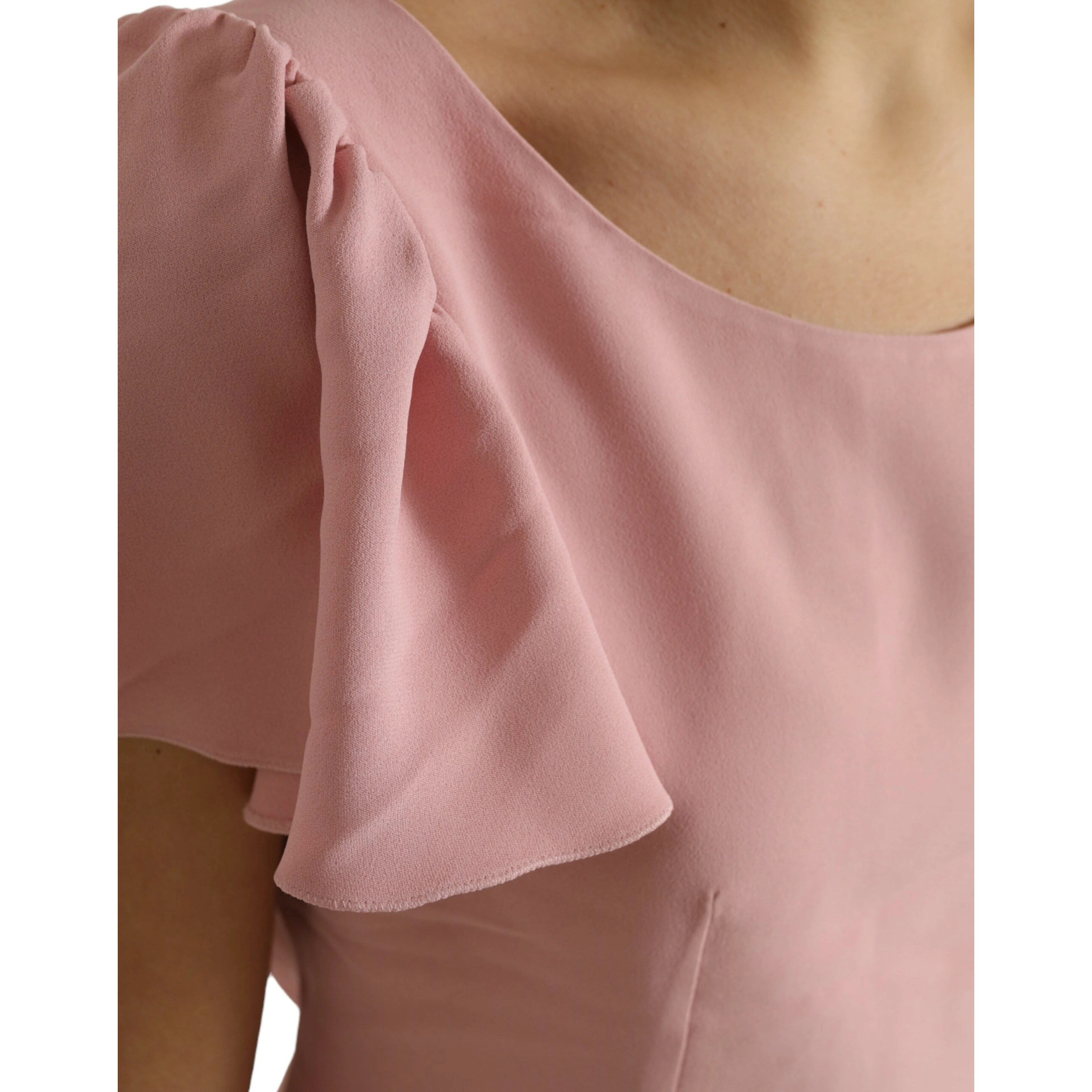 Pink Short Sleeves Round Neck Blouse Top