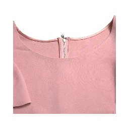 Pink Short Sleeves Round Neck Blouse Top