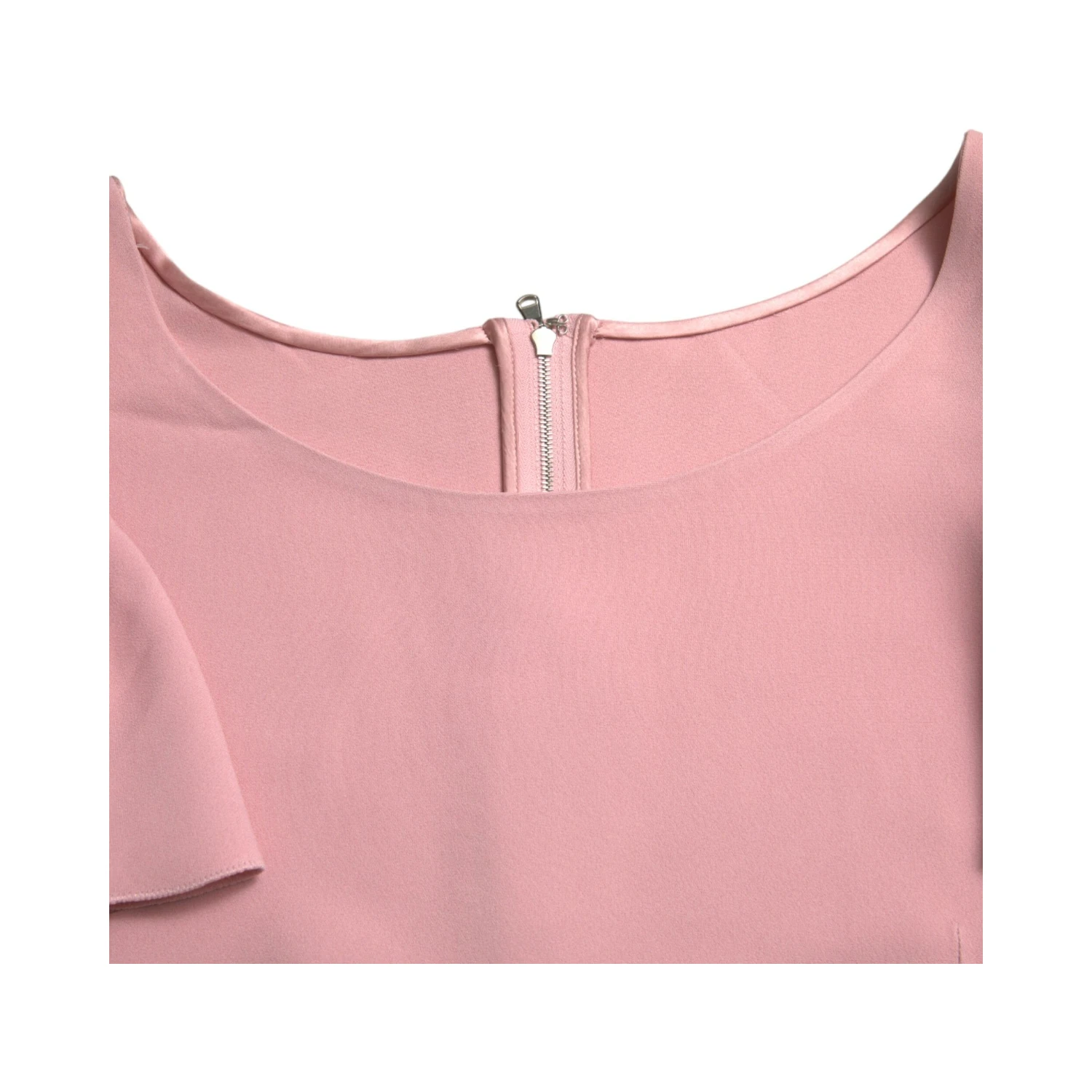 Pink Short Sleeves Round Neck Blouse Top