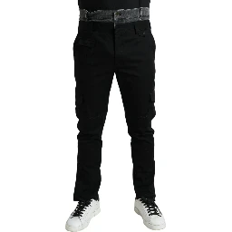 Black Gray Slim Cotton Denim Jeans Pants