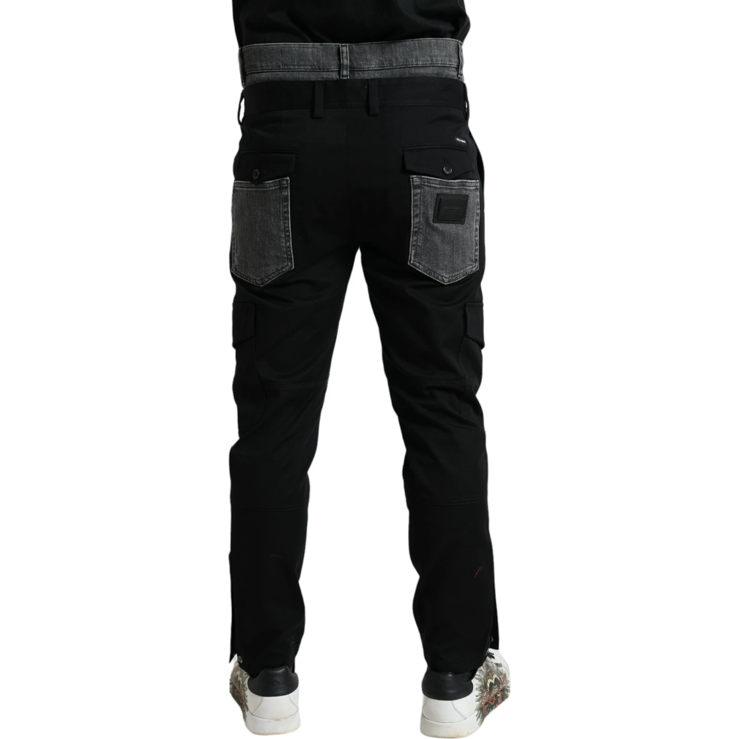Black Gray Slim Cotton Denim Jeans Pants