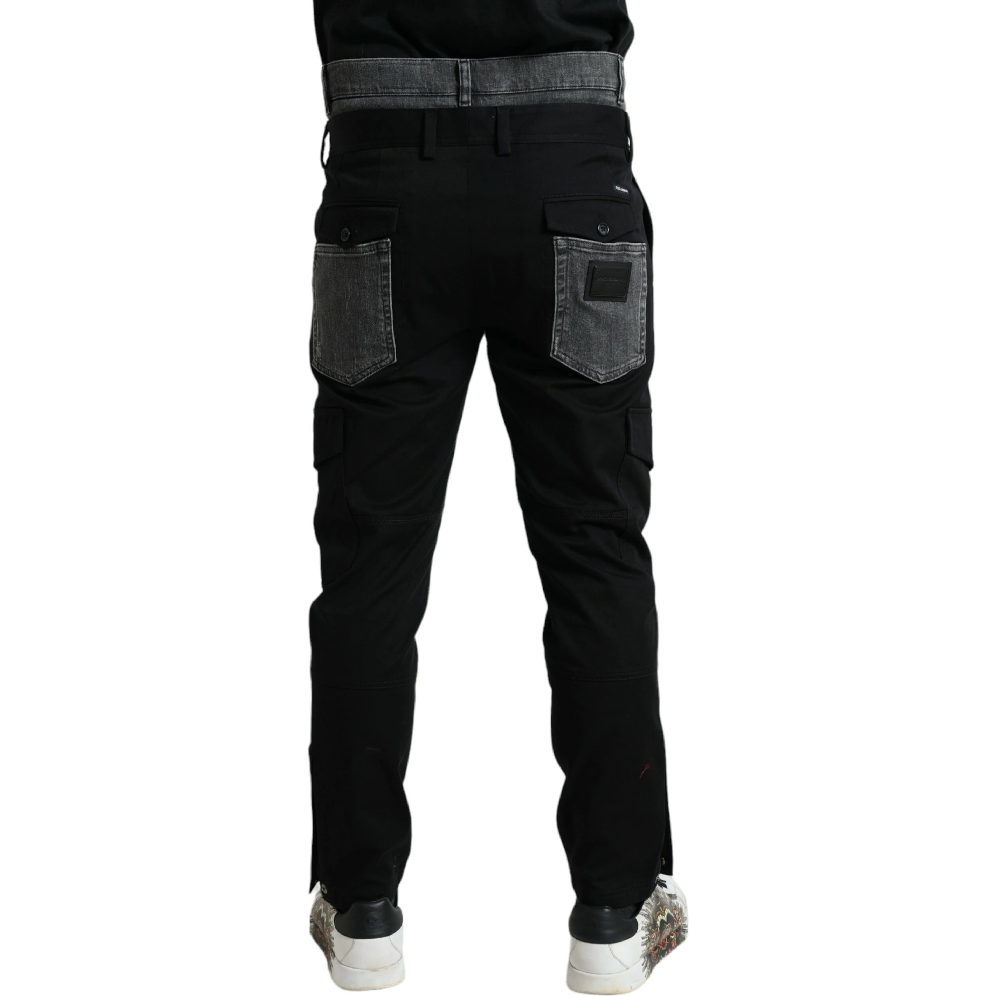 Black Gray Slim Cotton Denim Jeans Pants