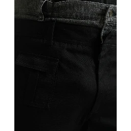 Black Gray Slim Cotton Denim Jeans Pants