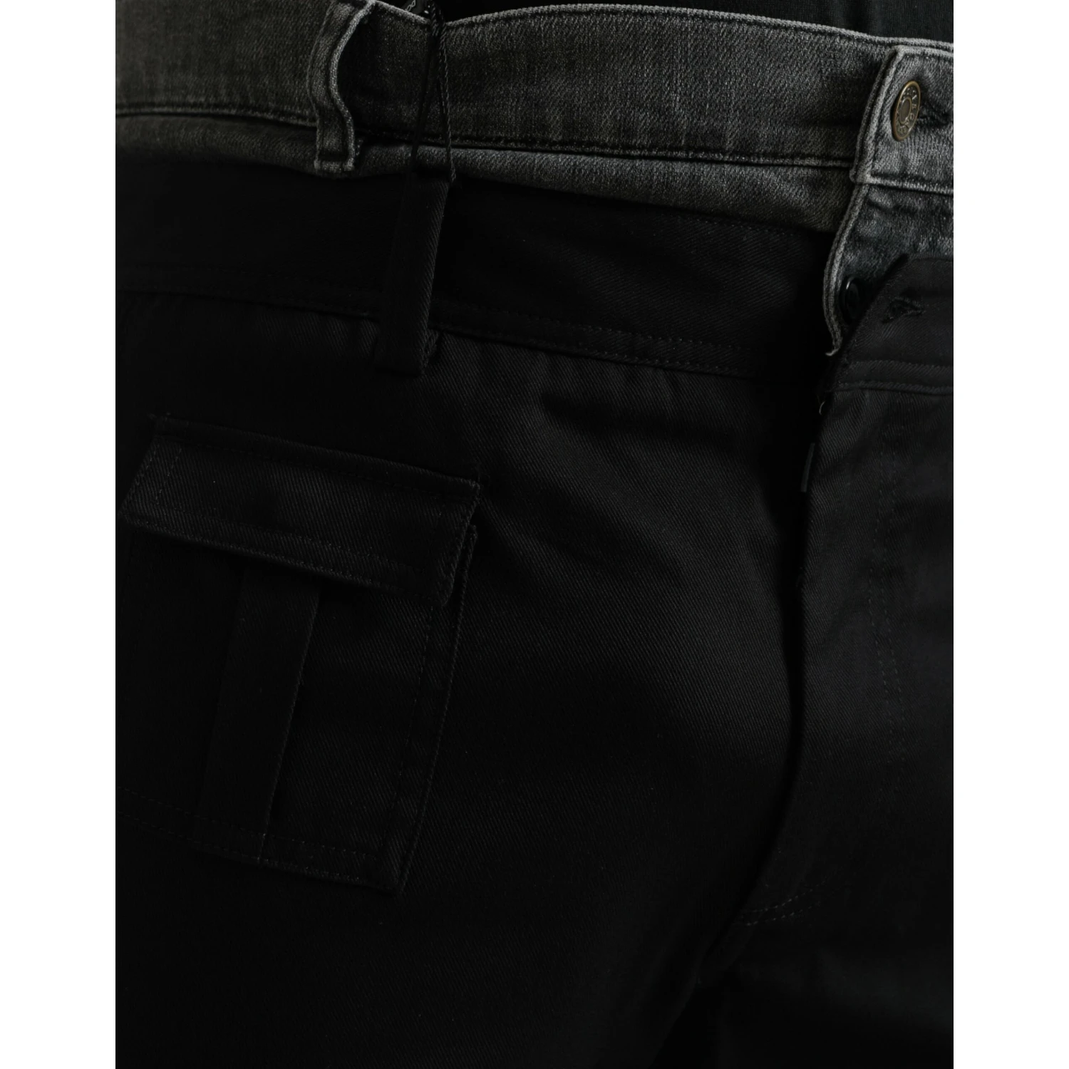 Black Gray Slim Cotton Denim Jeans Pants