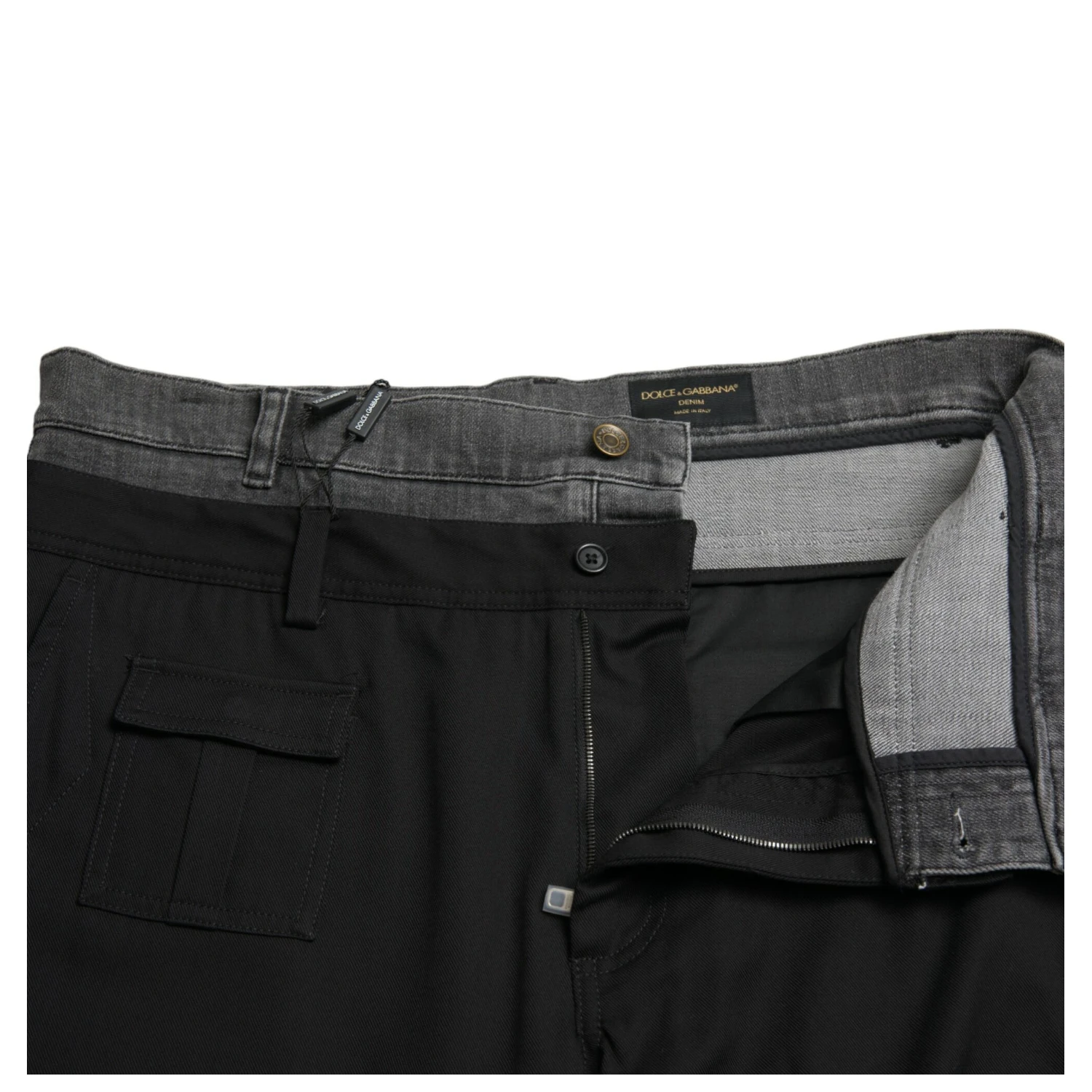 Black Gray Slim Cotton Denim Jeans Pants