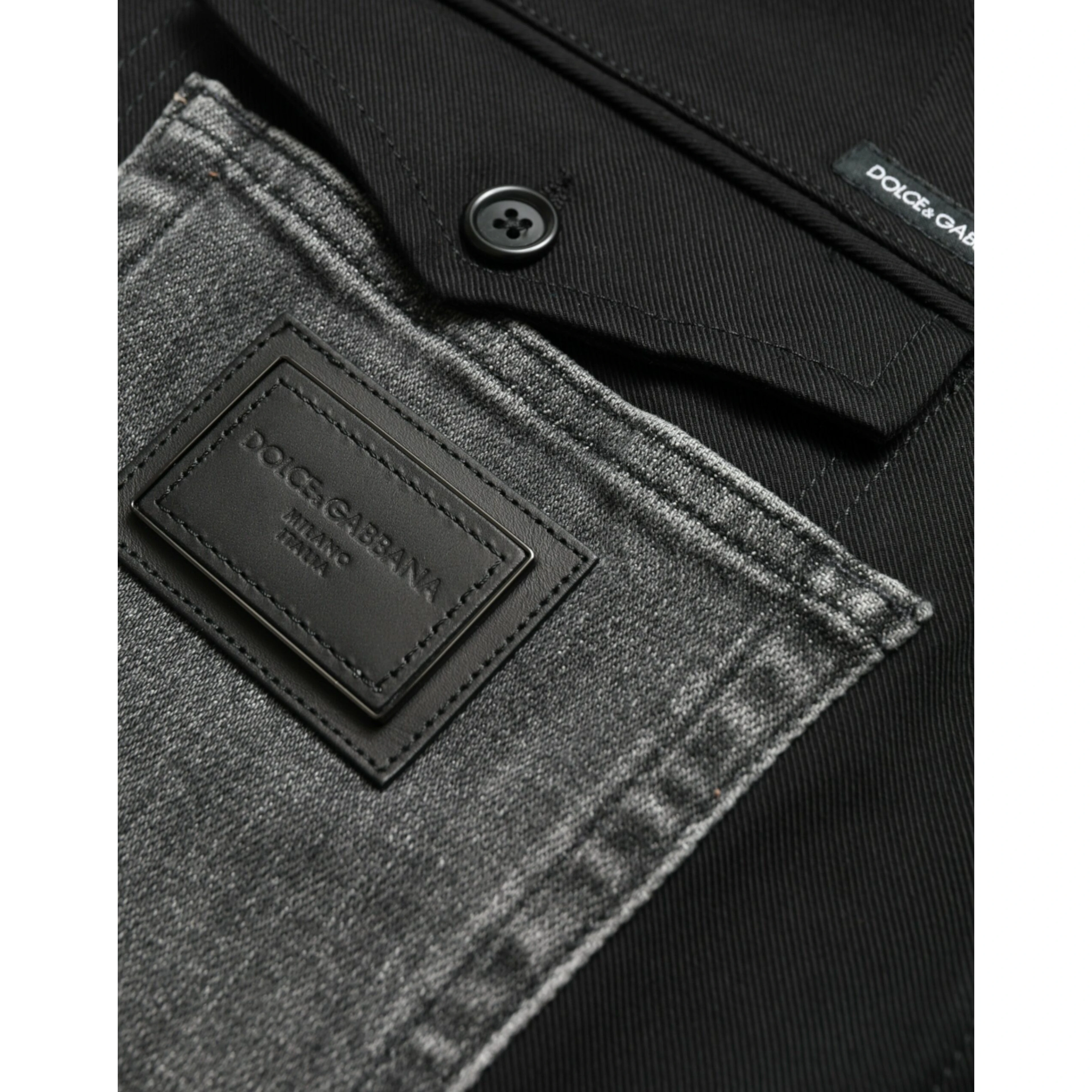 Black Gray Slim Cotton Denim Jeans Pants