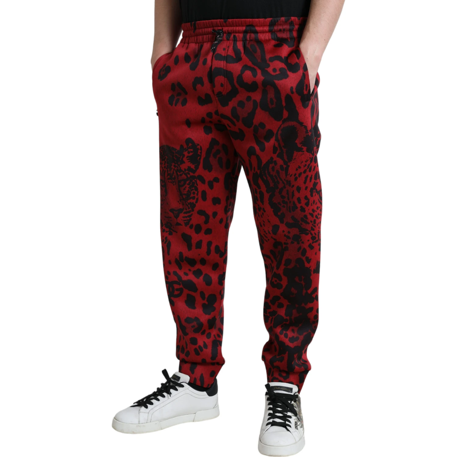 Red Black Leopard Stretch Jogger Pants