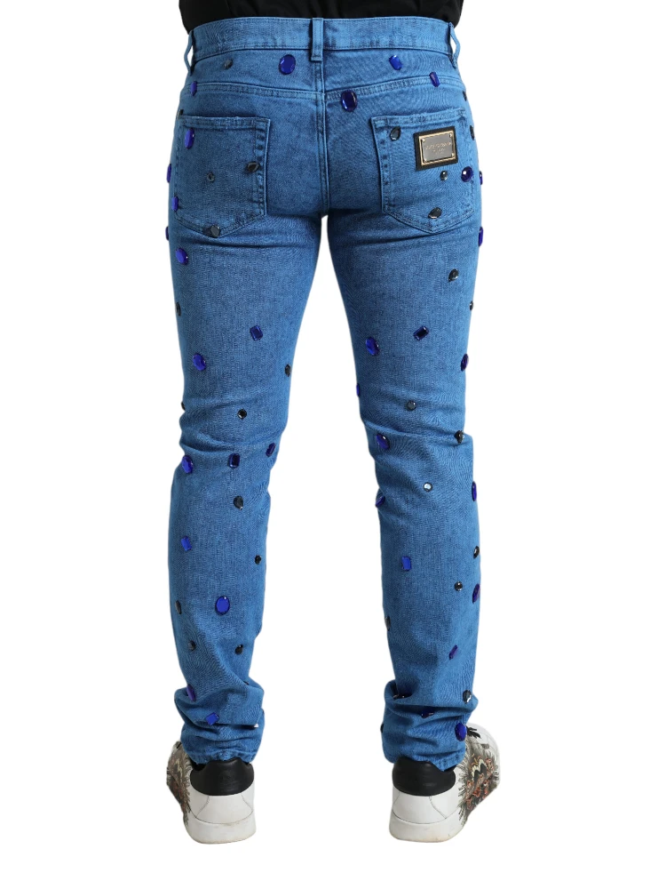 Blue Crystal Embellished Skinny Denim Jeans alternative