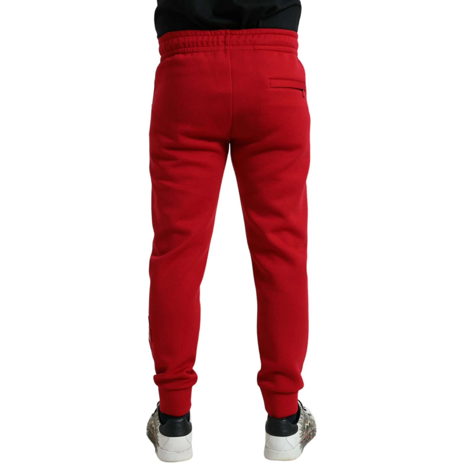 Red Cotton Blend Skinny Jogger Pants