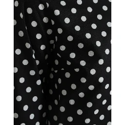 Black White Polka Dot Nylon Shift Mini Dress