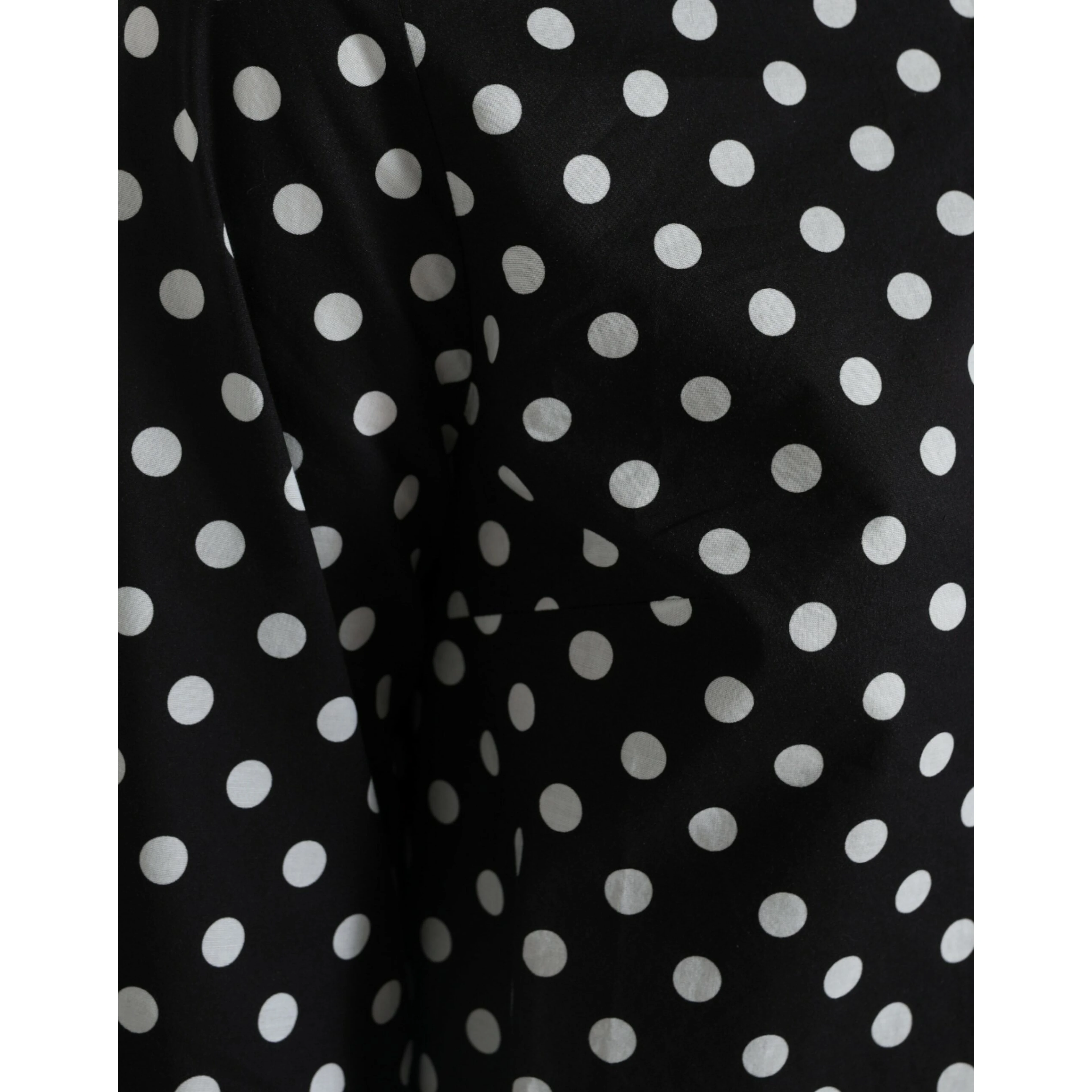 Black White Polka Dot Nylon Shift Mini Dress