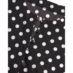 Black White Polka Dot Nylon Shift Mini Dress