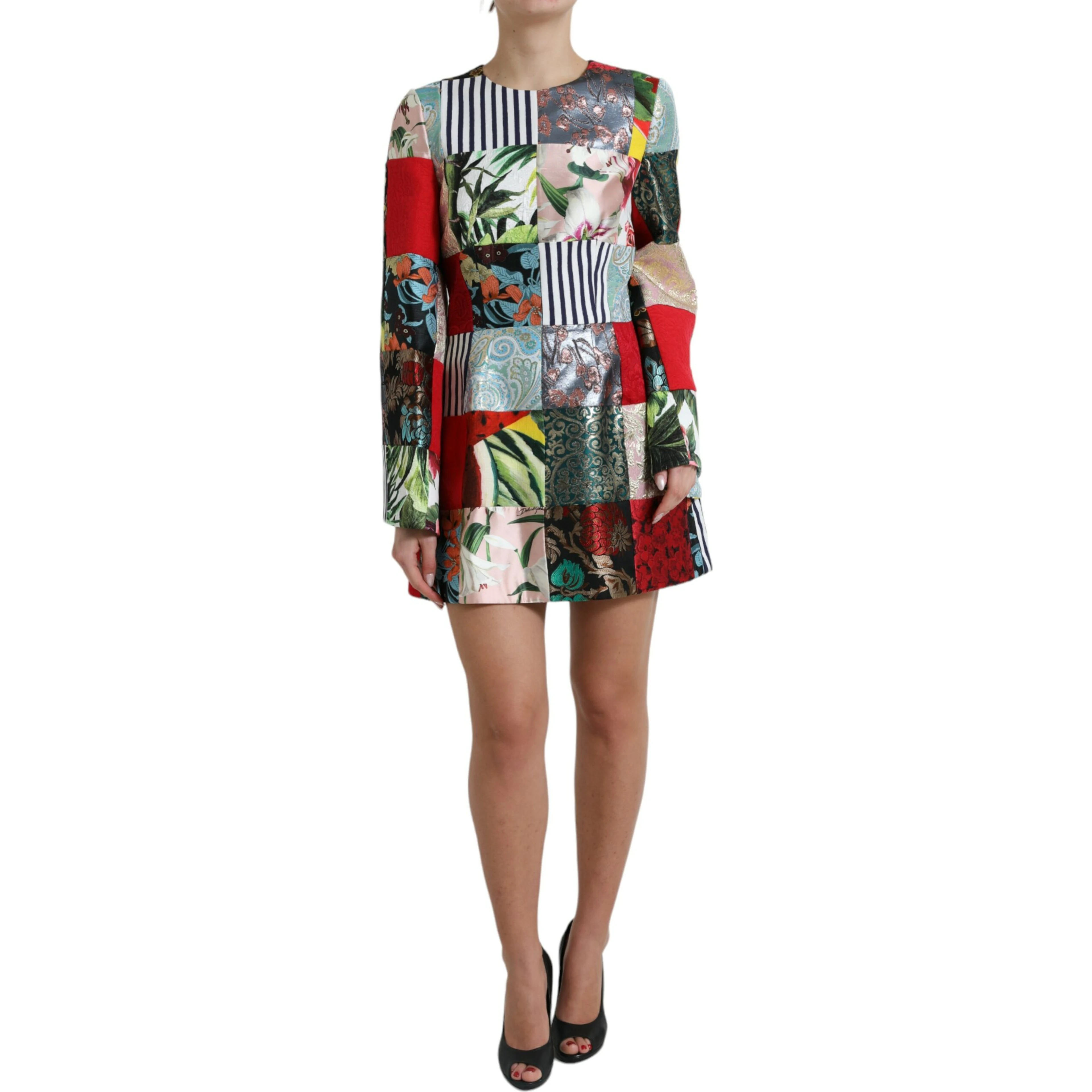 Multicolor Floral Patchwork Shift Mini Dress