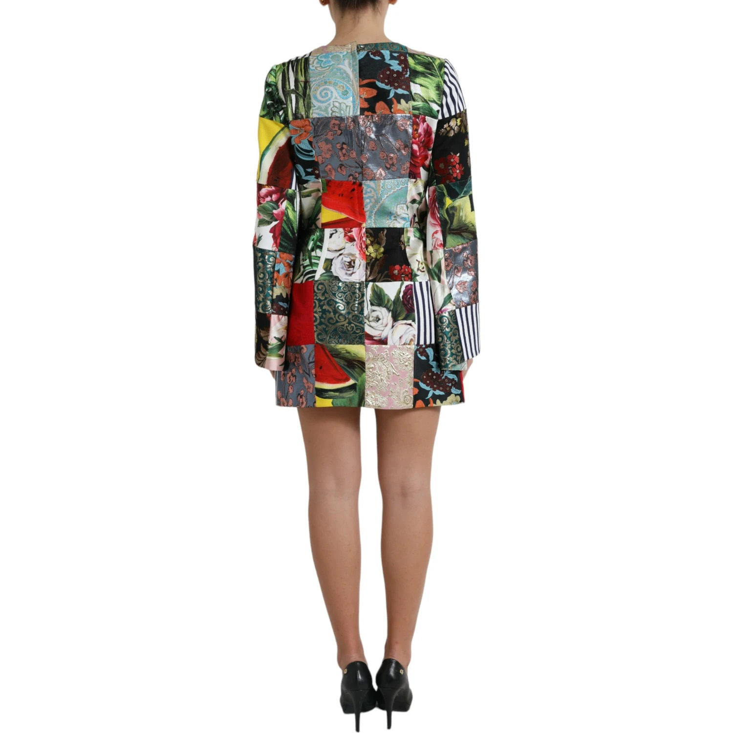 Multicolor Floral Patchwork Shift Mini Dress