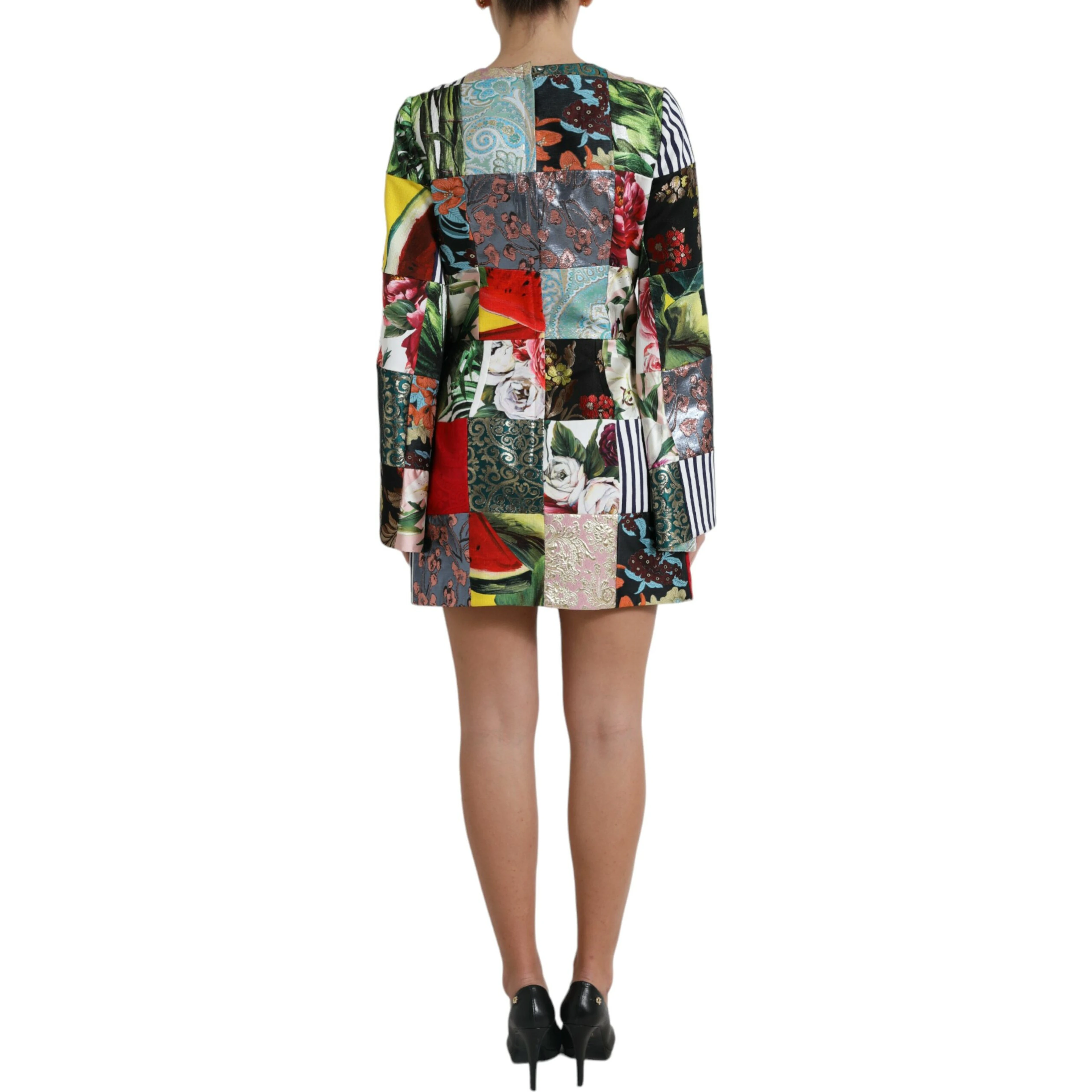 Multicolor Floral Patchwork Shift Mini Dress