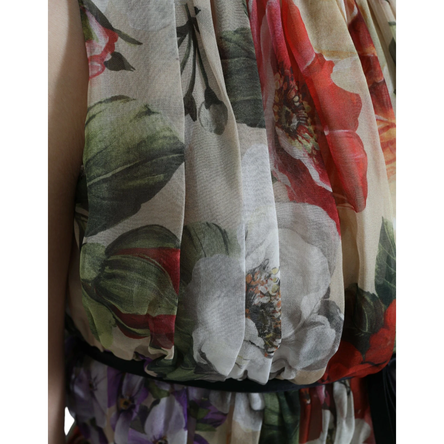 Beige Floral Sleeveless A-line Mini Dress