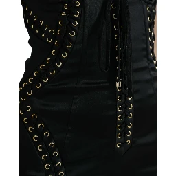 Black Bustier Corset Lace Bodycon Midi Dress