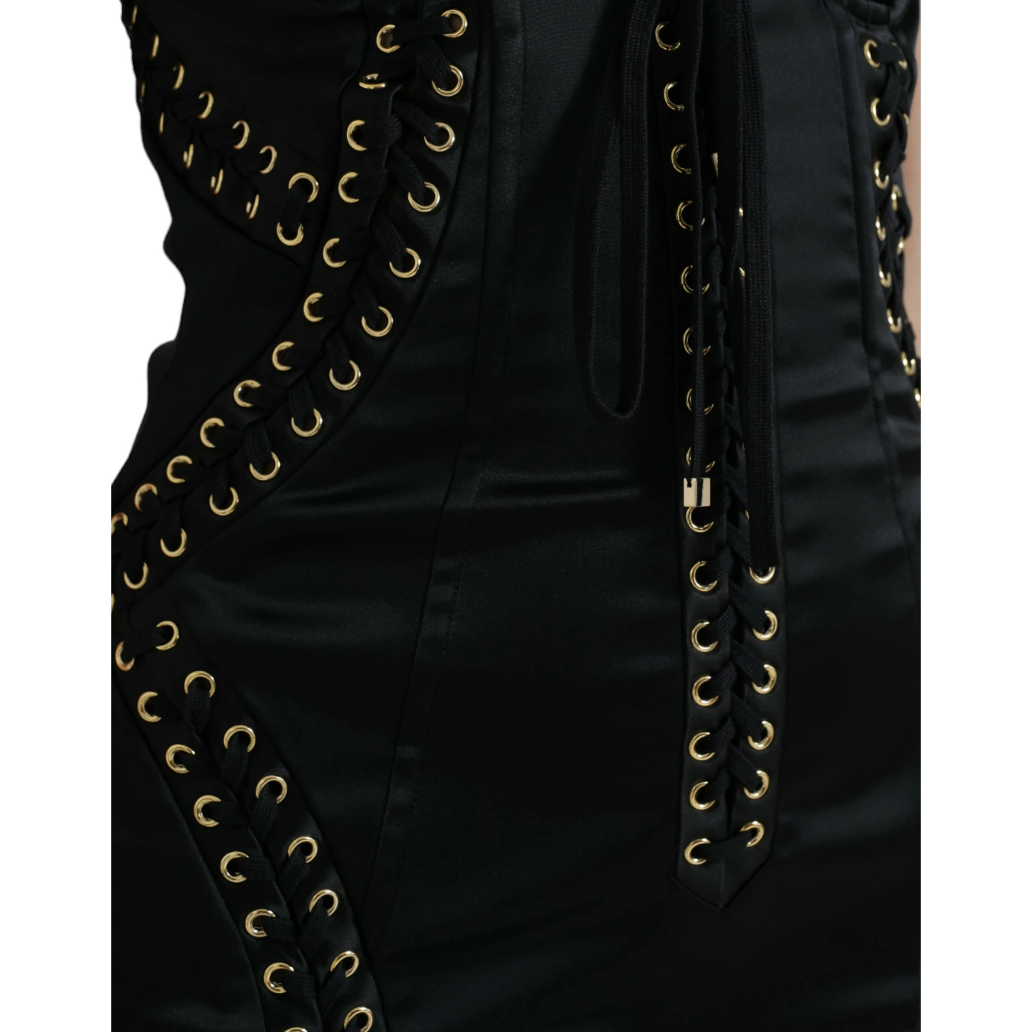 Black Bustier Corset Lace Bodycon Midi Dress