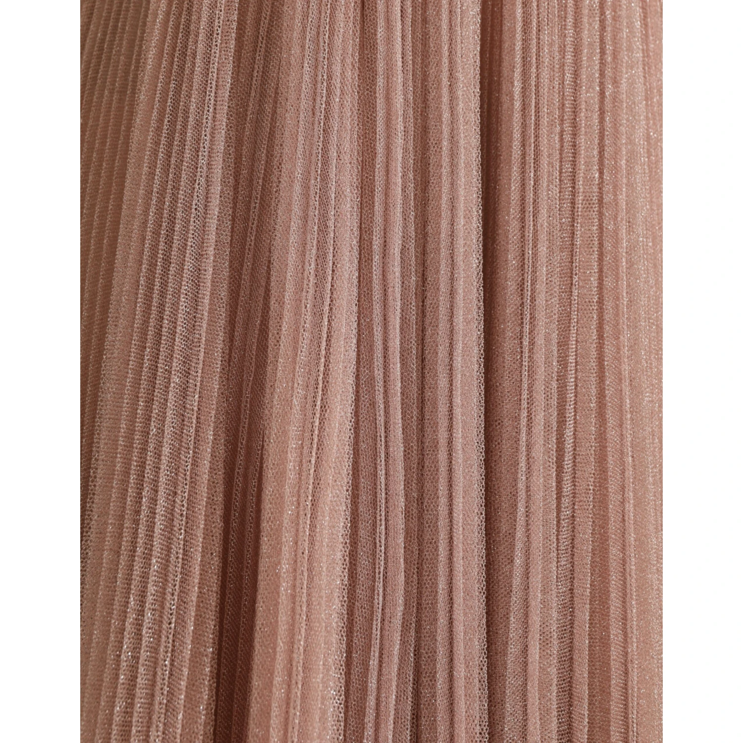Pink One Shoulder Pleated Lame Tulle Dress