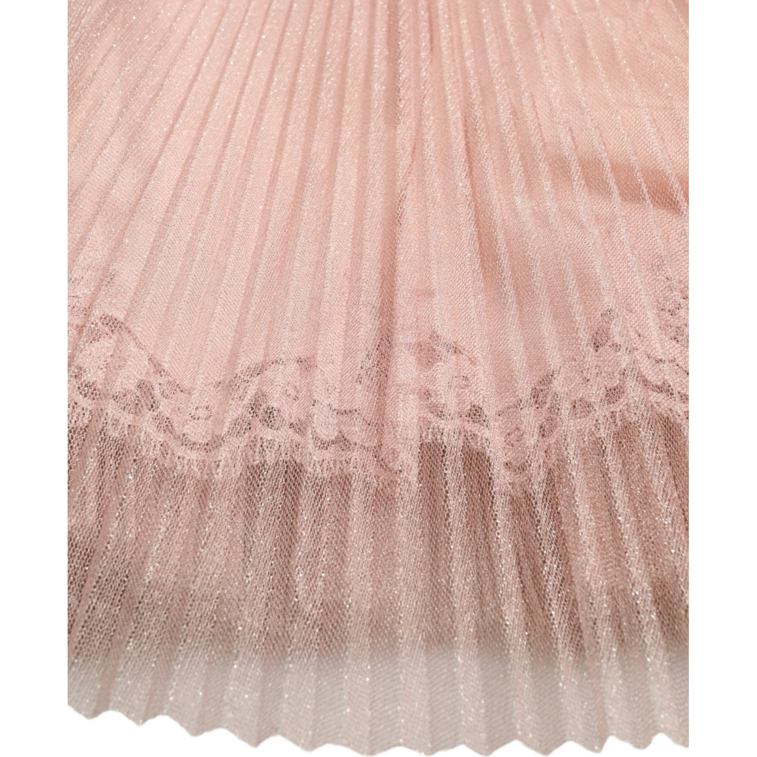 Pink One Shoulder Pleated Lame Tulle Dress
