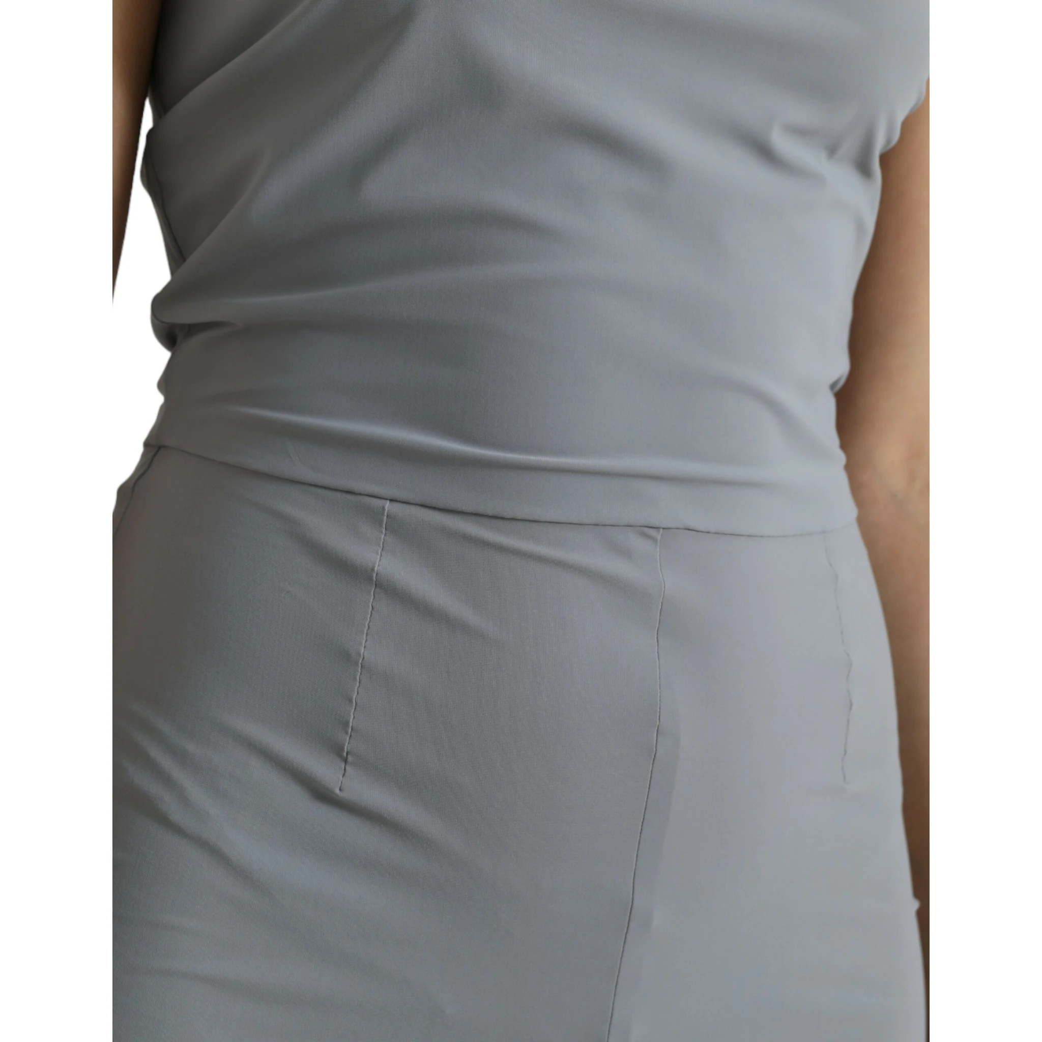 Gray Nylon Strapless Bodycon Jumpsuit Dress