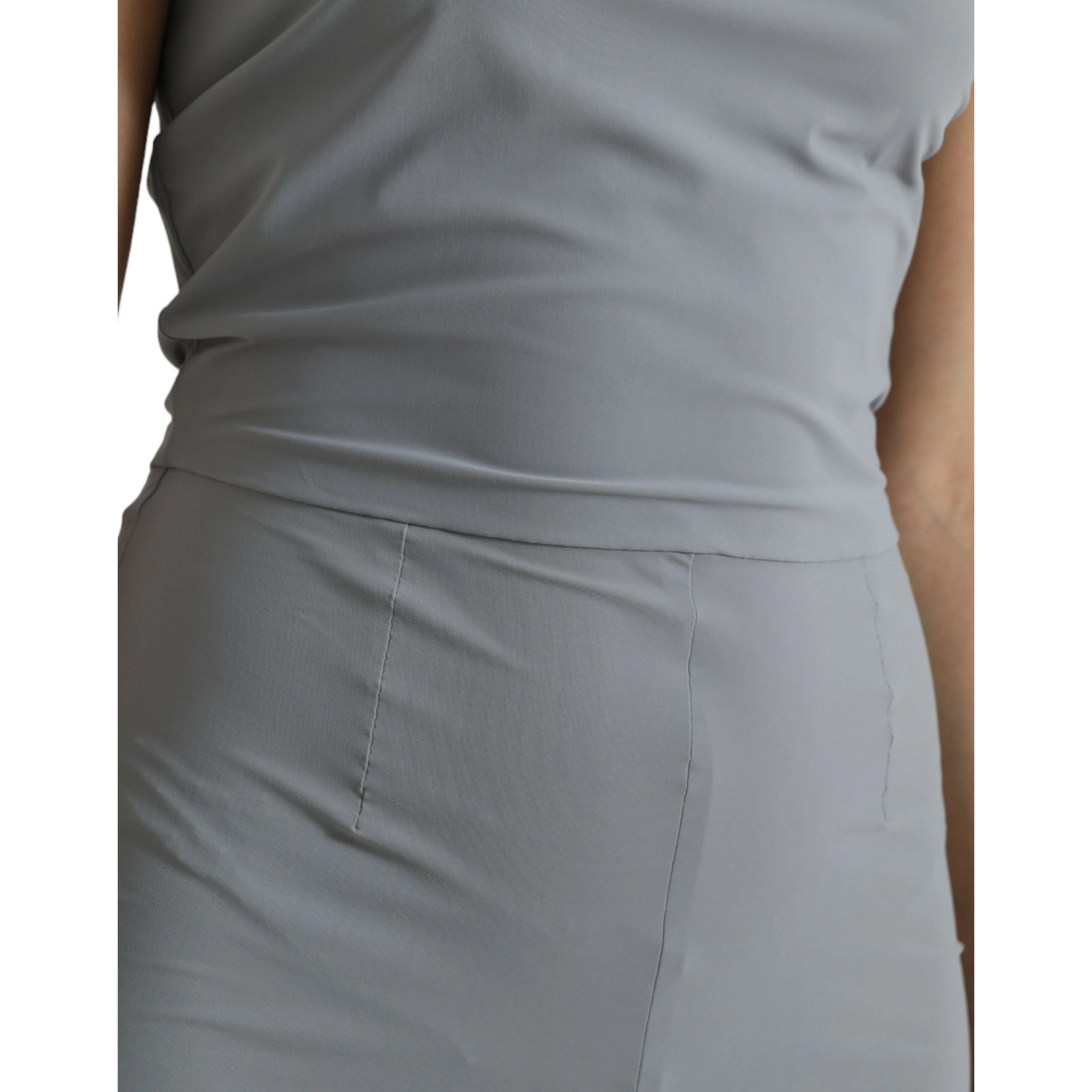Gray Nylon Strapless Bodycon Jumpsuit Dress