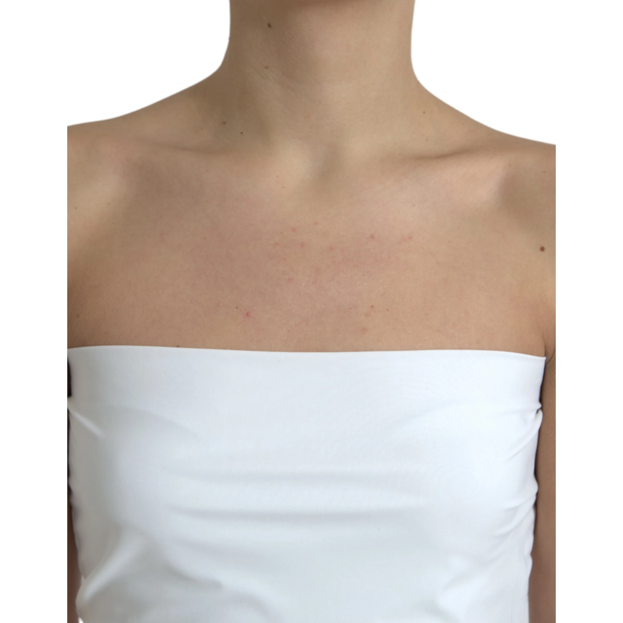 White Nylon Strapless Bodycon Jumpsuit Dress