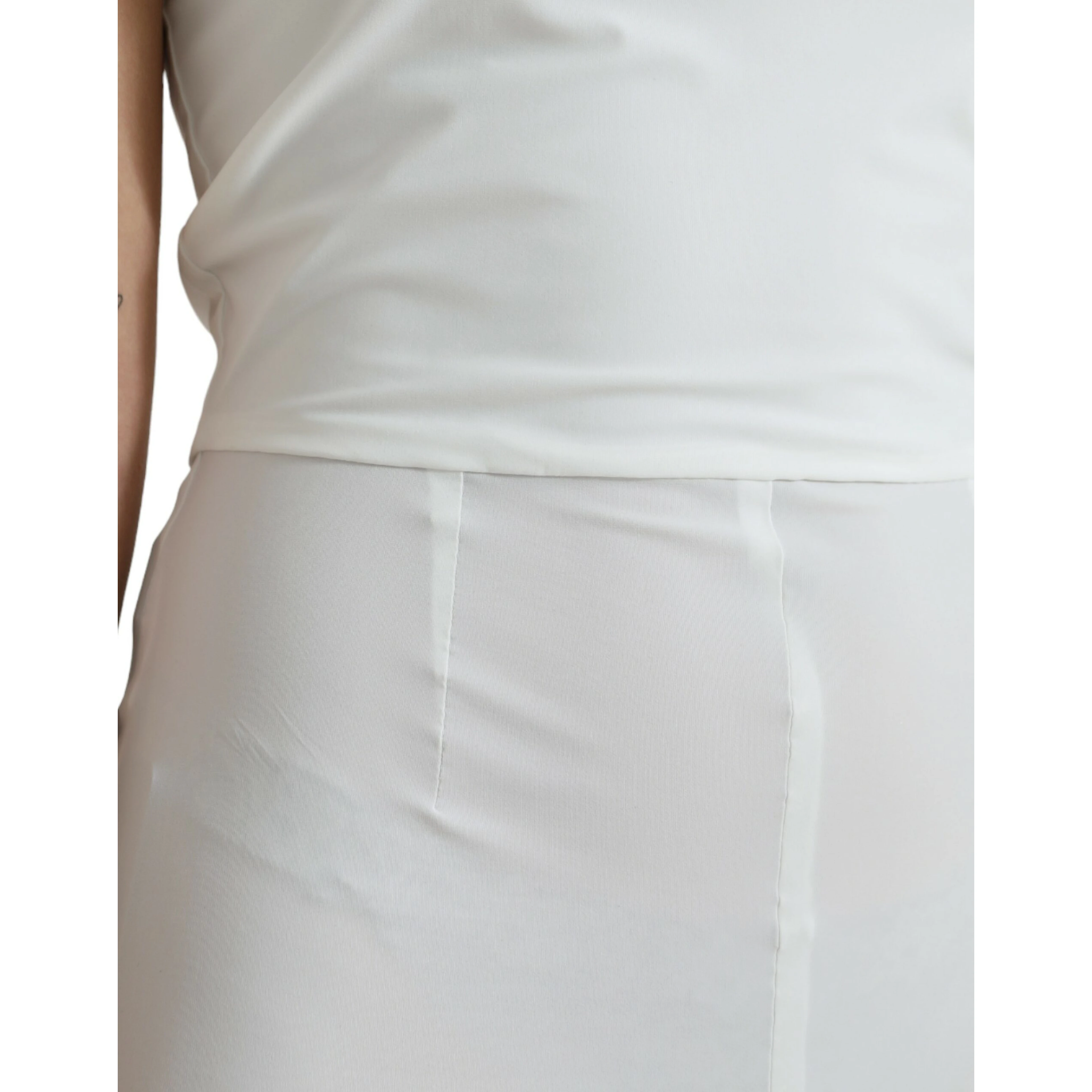 White Nylon Strapless Bodycon Jumpsuit Dress