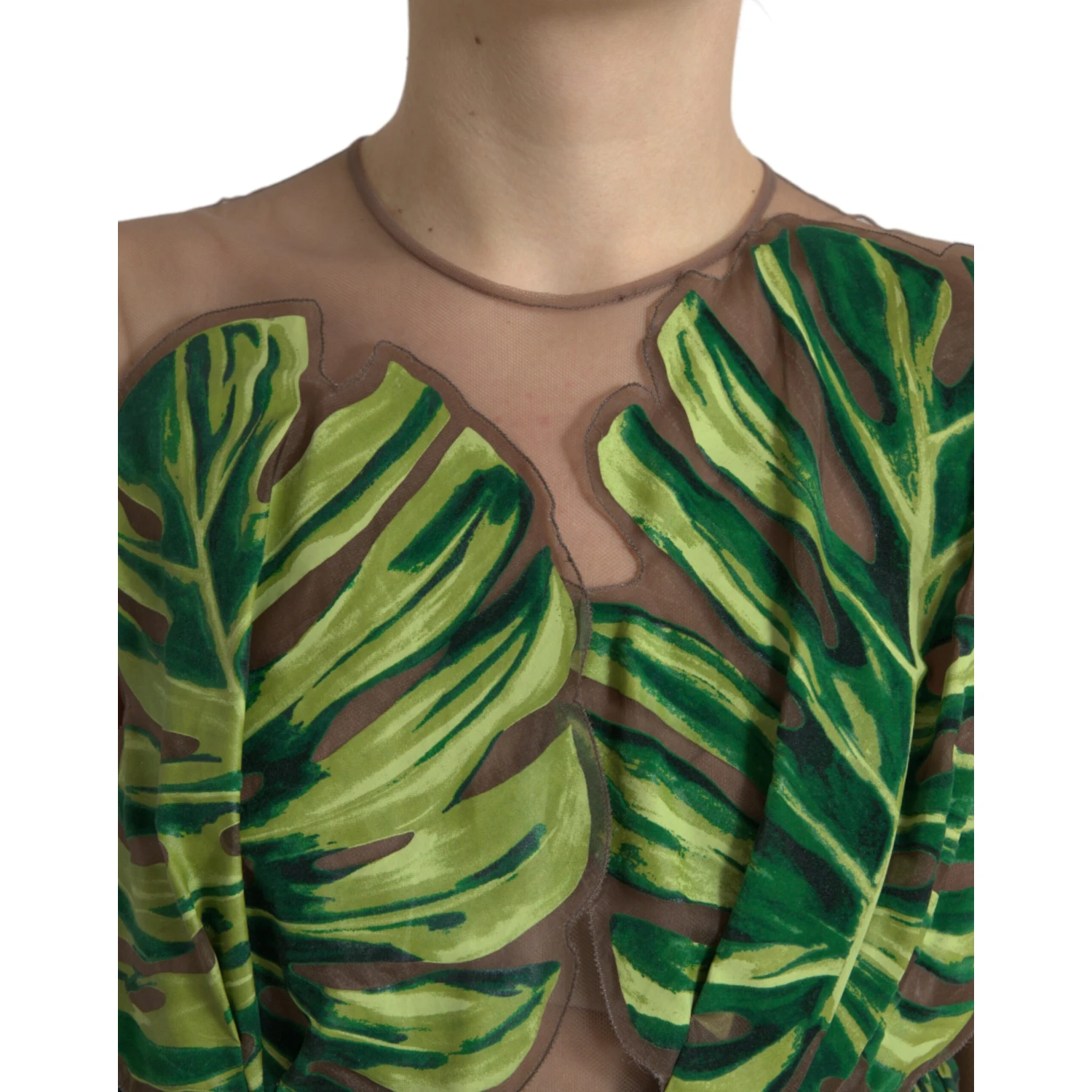 Green Banana Leaf Sleeveless Long Maxi Dress