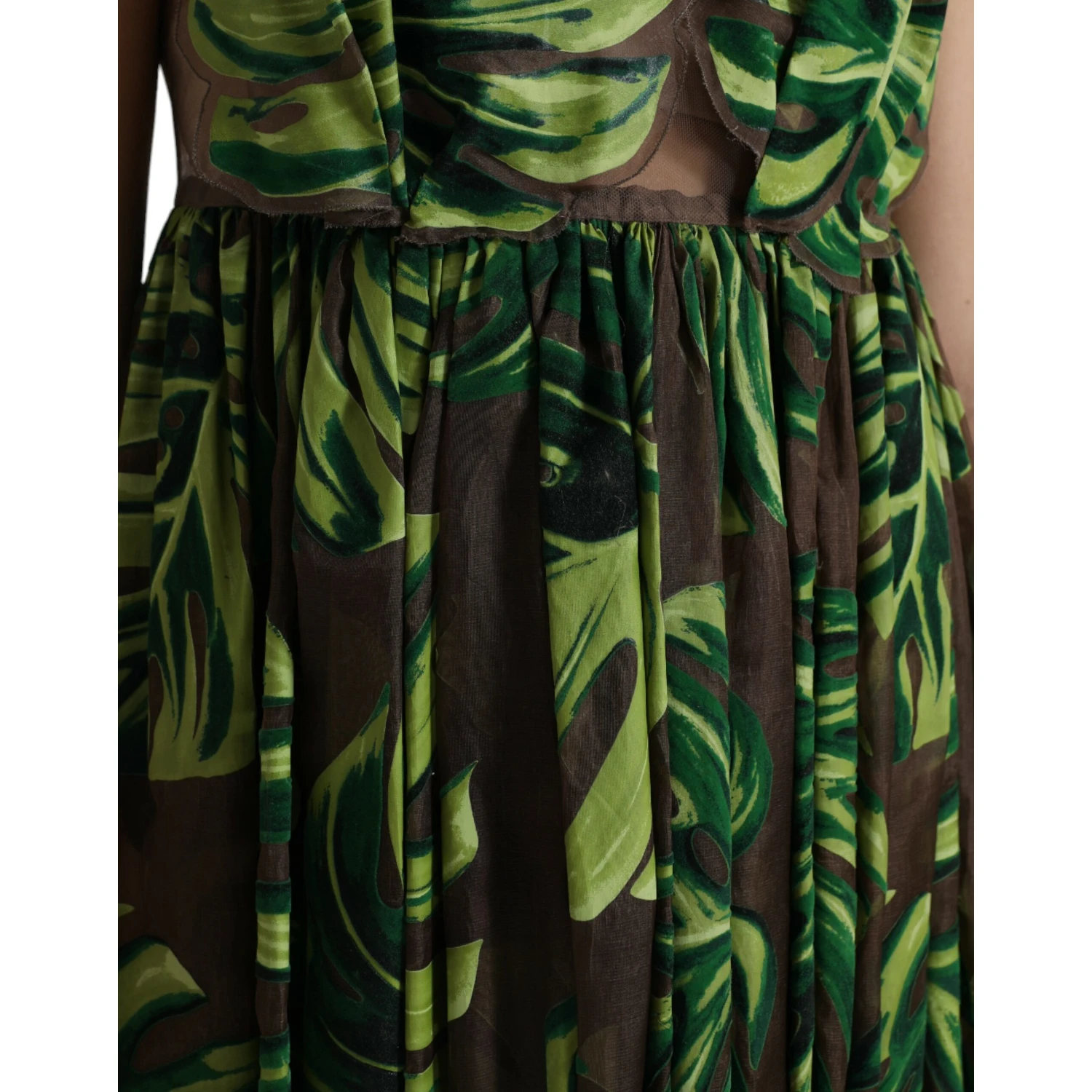 Green Banana Leaf Sleeveless Long Maxi Dress