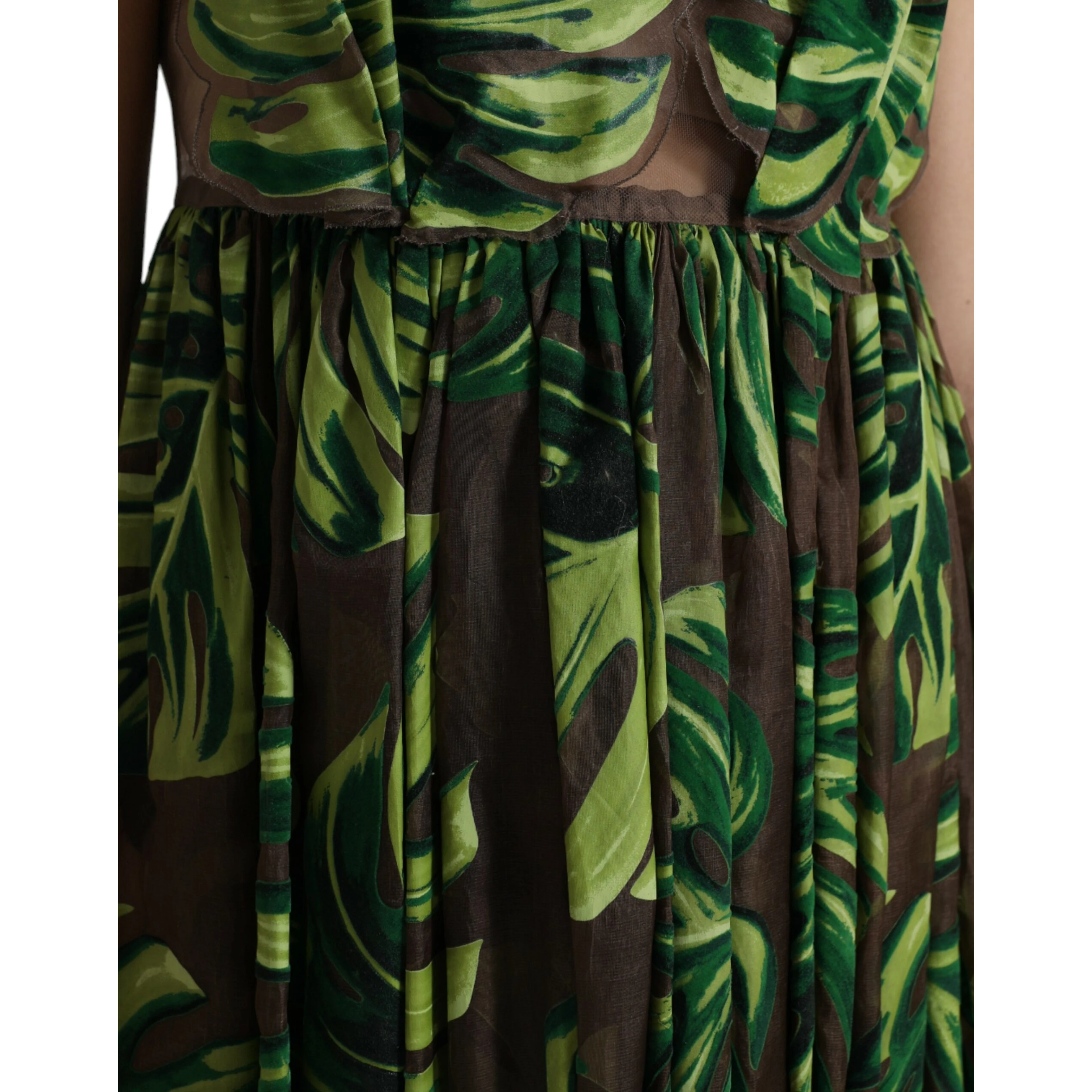 Green Banana Leaf Sleeveless Long Maxi Dress