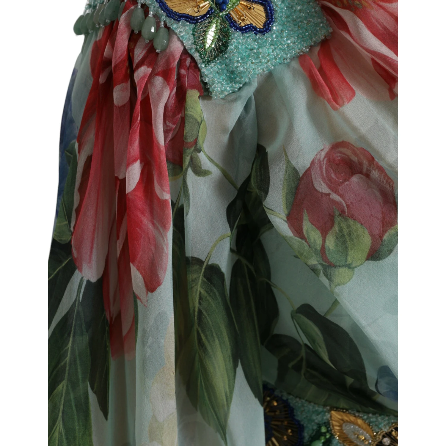 Blue Floral Print Tiered Long Maxi Dress