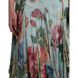 Blue Floral Print Tiered Long Maxi Dress