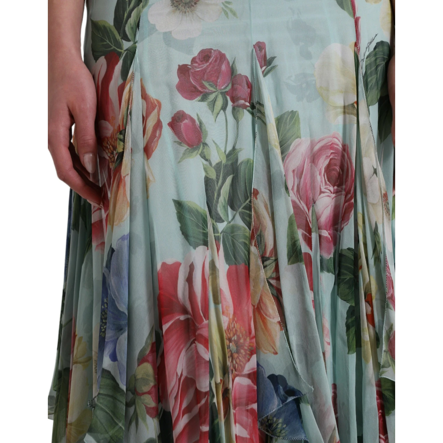 Blue Floral Print Tiered Long Maxi Dress