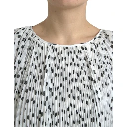 White Polka Dot A-line Pleated Maxi Dress