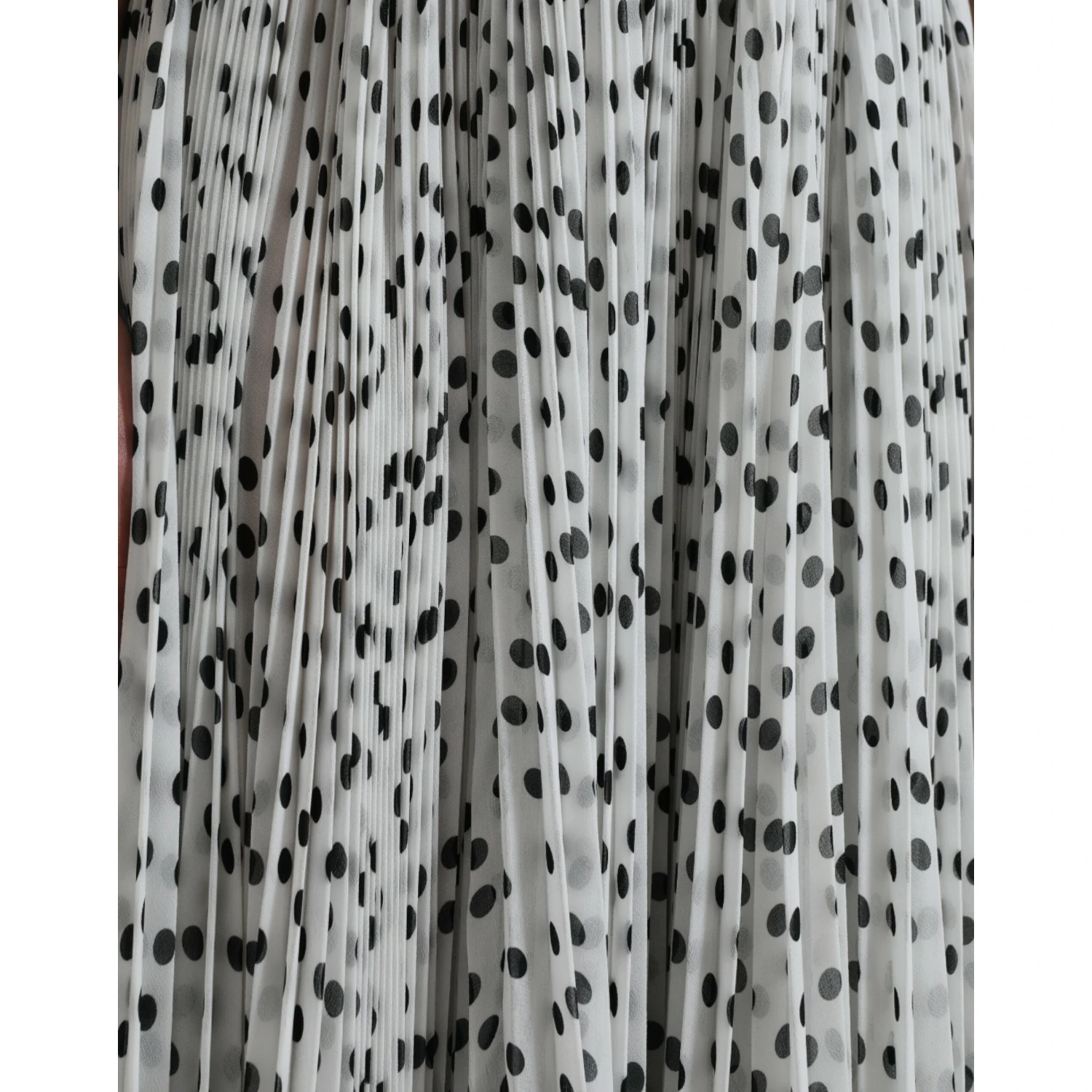 White Polka Dot A-line Pleated Maxi Dress