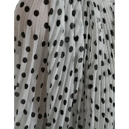White Polka Dot A-line Pleated Maxi Dress