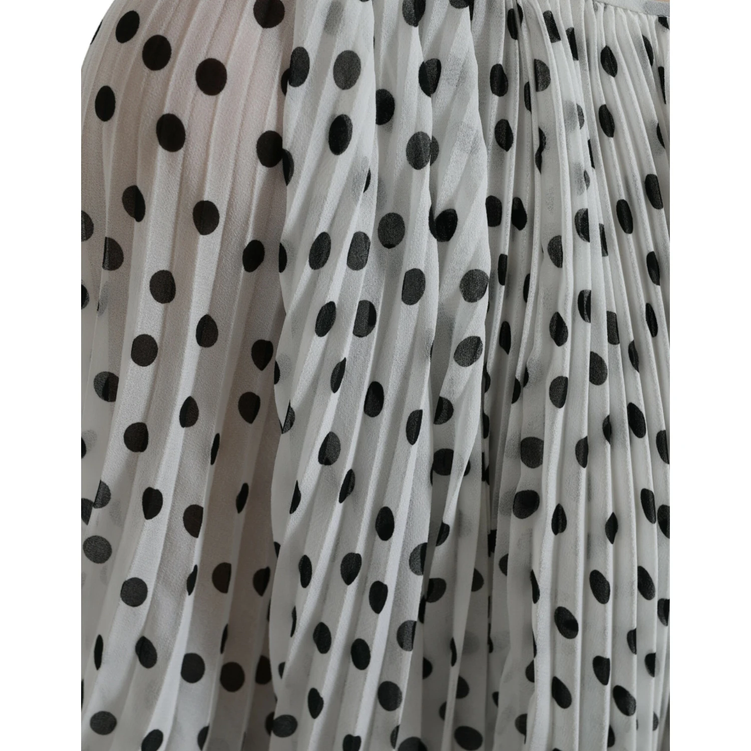 White Polka Dot A-line Pleated Maxi Dress