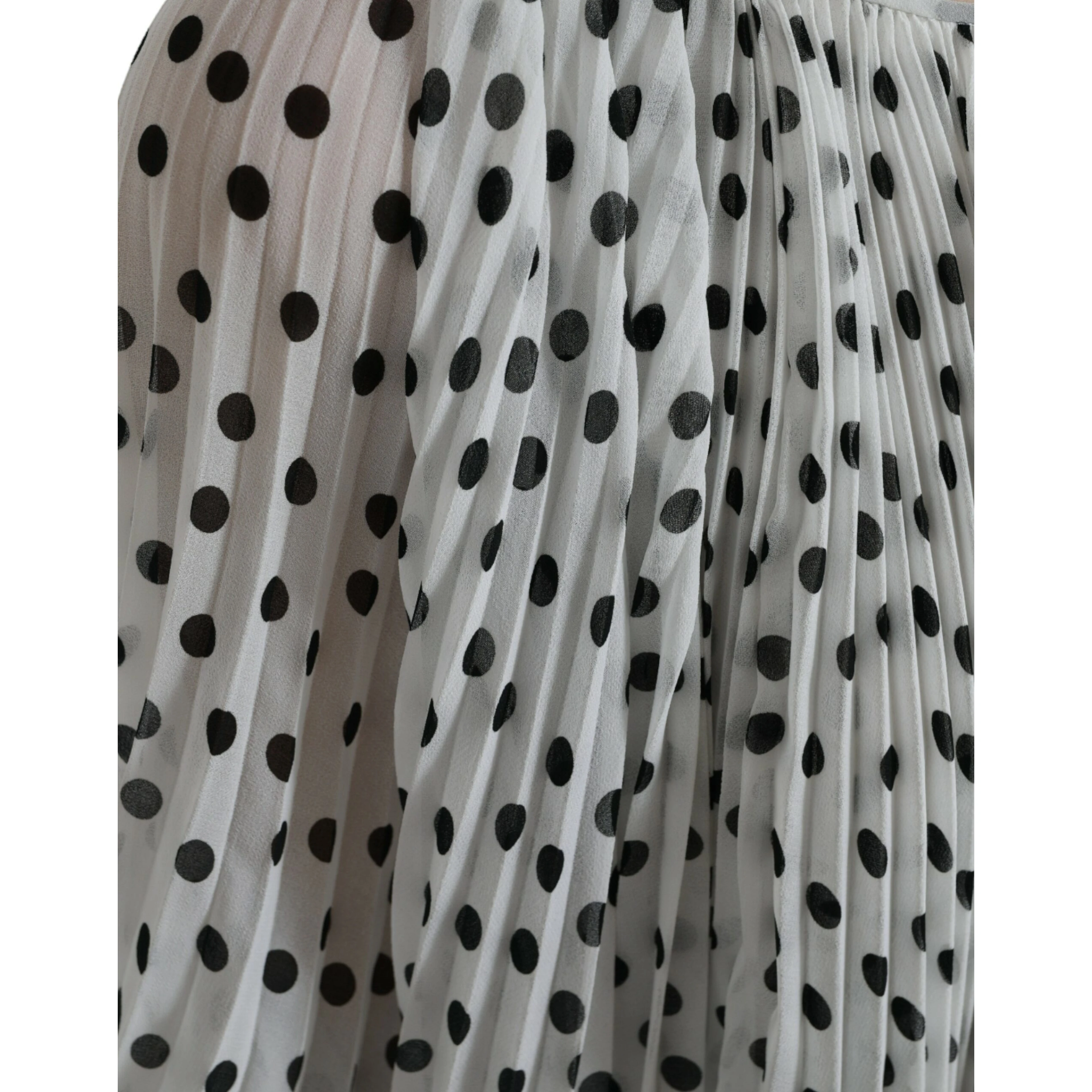 White Polka Dot A-line Pleated Maxi Dress