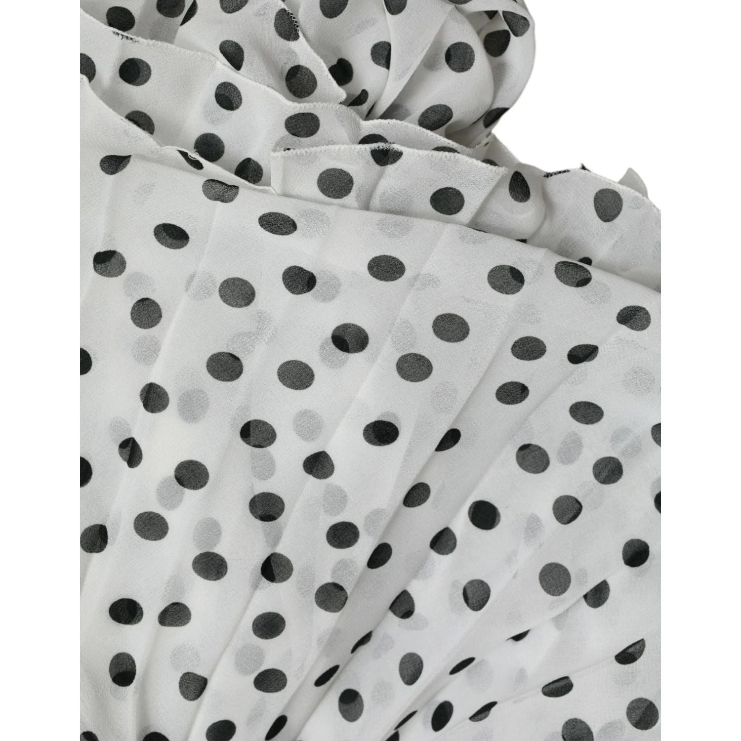 White Polka Dot A-line Pleated Maxi Dress