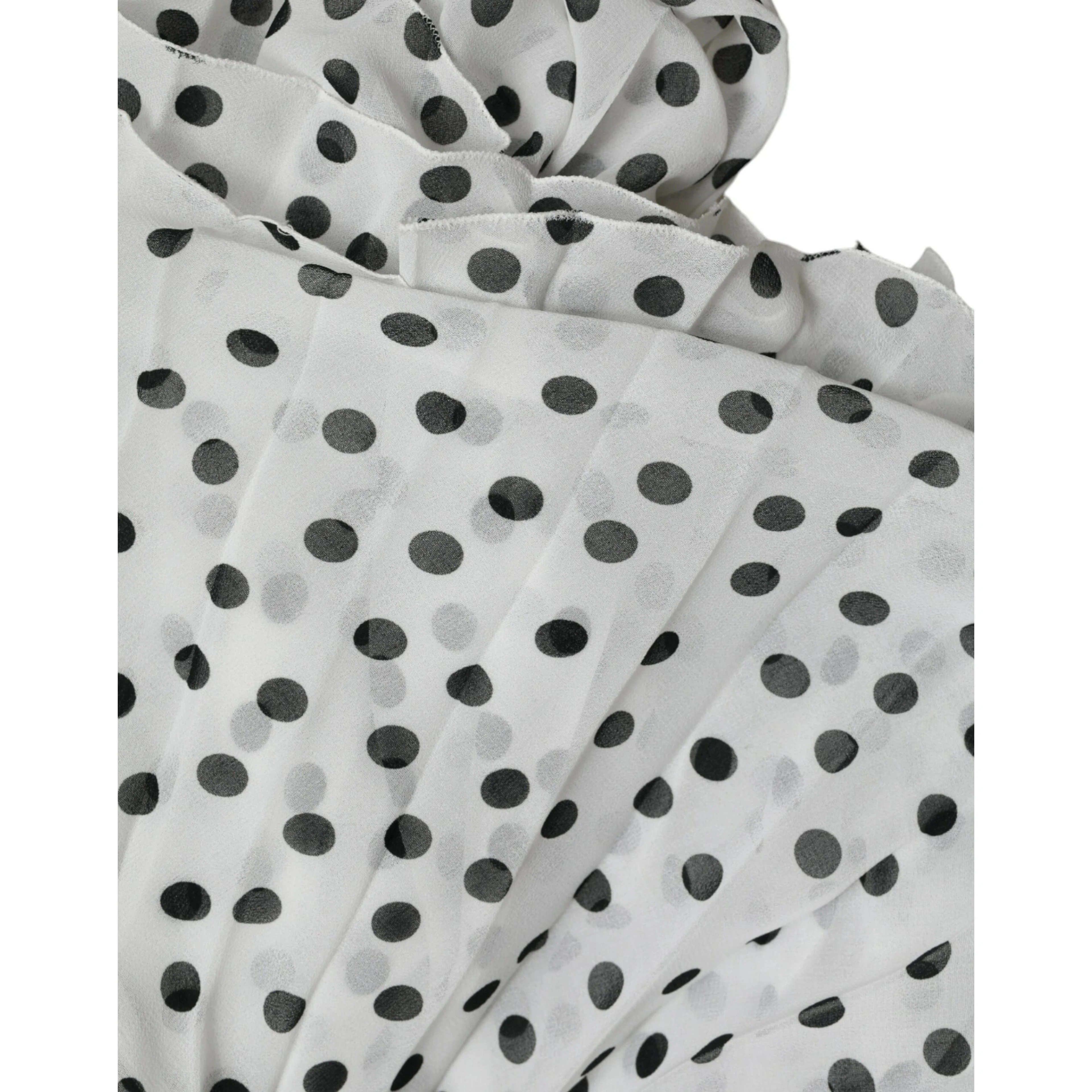 White Polka Dot A-line Pleated Maxi Dress