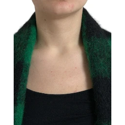 Black Green Buffalo Check Poncho Coat Jacket