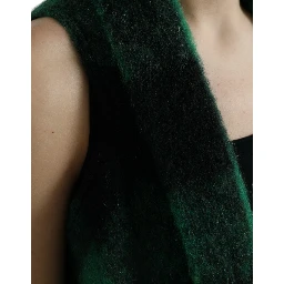 Black Green Buffalo Check Poncho Coat Jacket