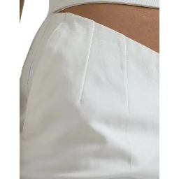 Black White Cotton Cut Out Waist Tapered Pants