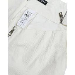 Black White Cotton Cut Out Waist Tapered Pants
