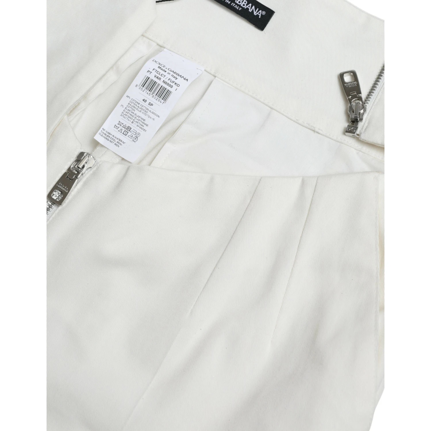 Black White Cotton Cut Out Waist Tapered Pants