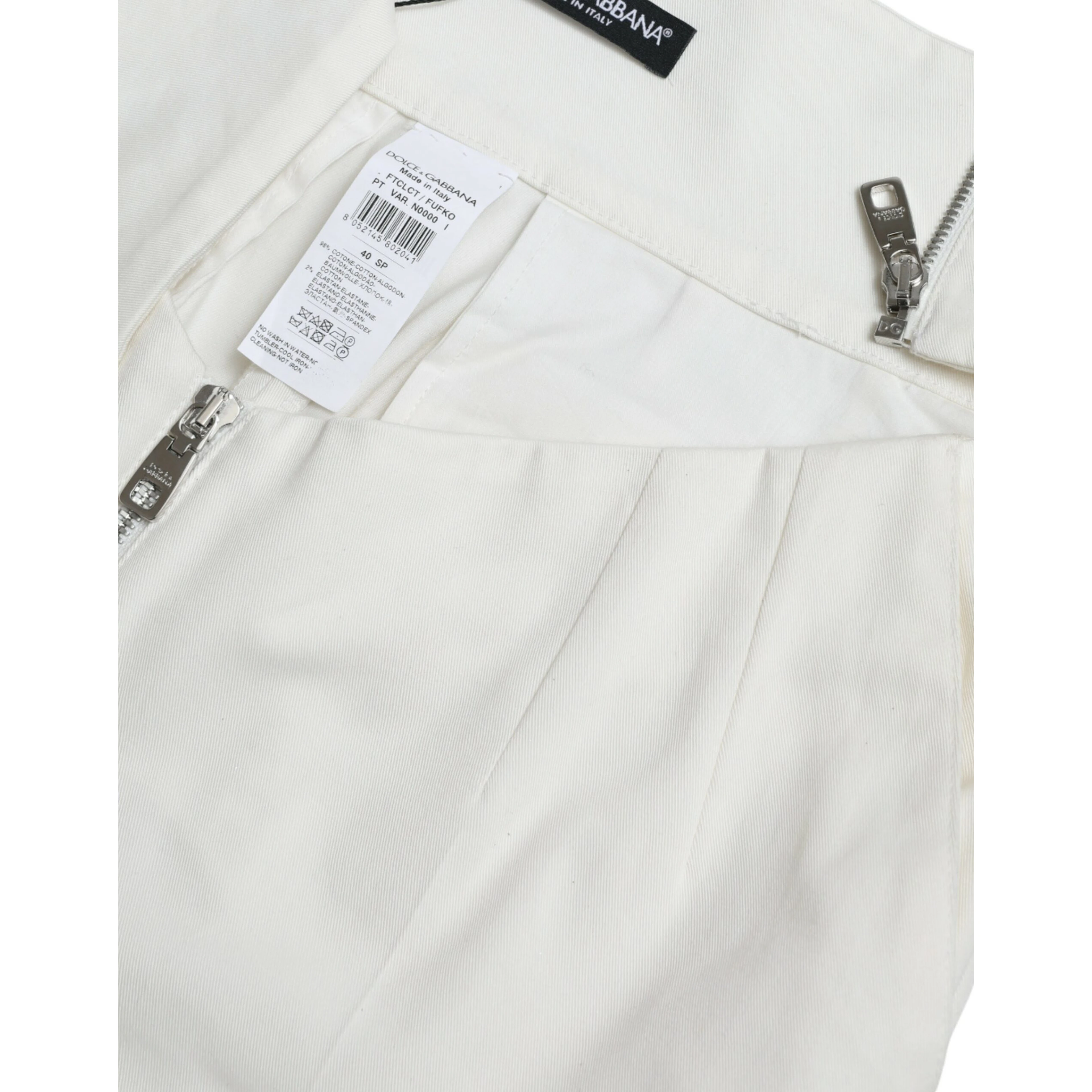 Black White Cotton Cut Out Waist Tapered Pants