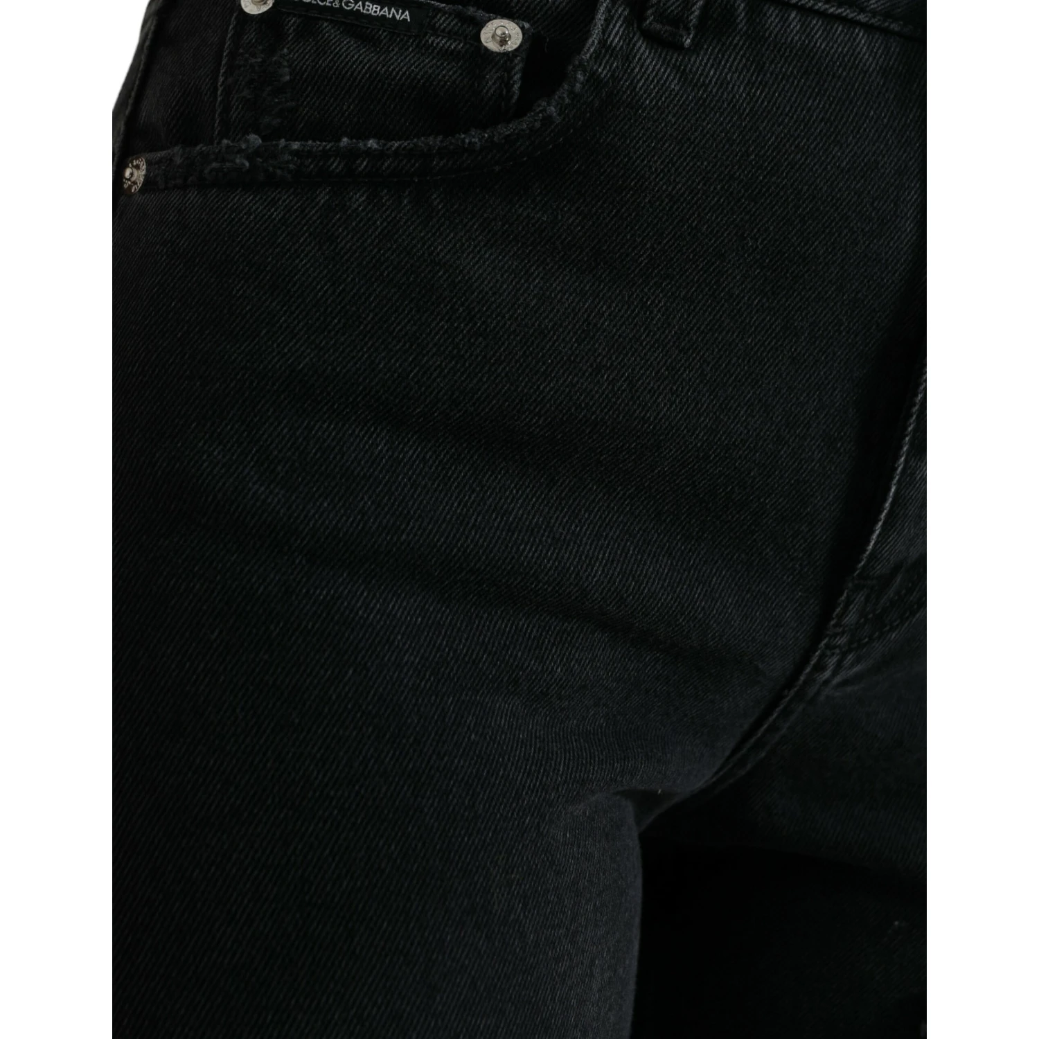 Black Cotton High Waist Tattered Denim Jeans