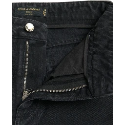 Black Cotton High Waist Tattered Denim Jeans