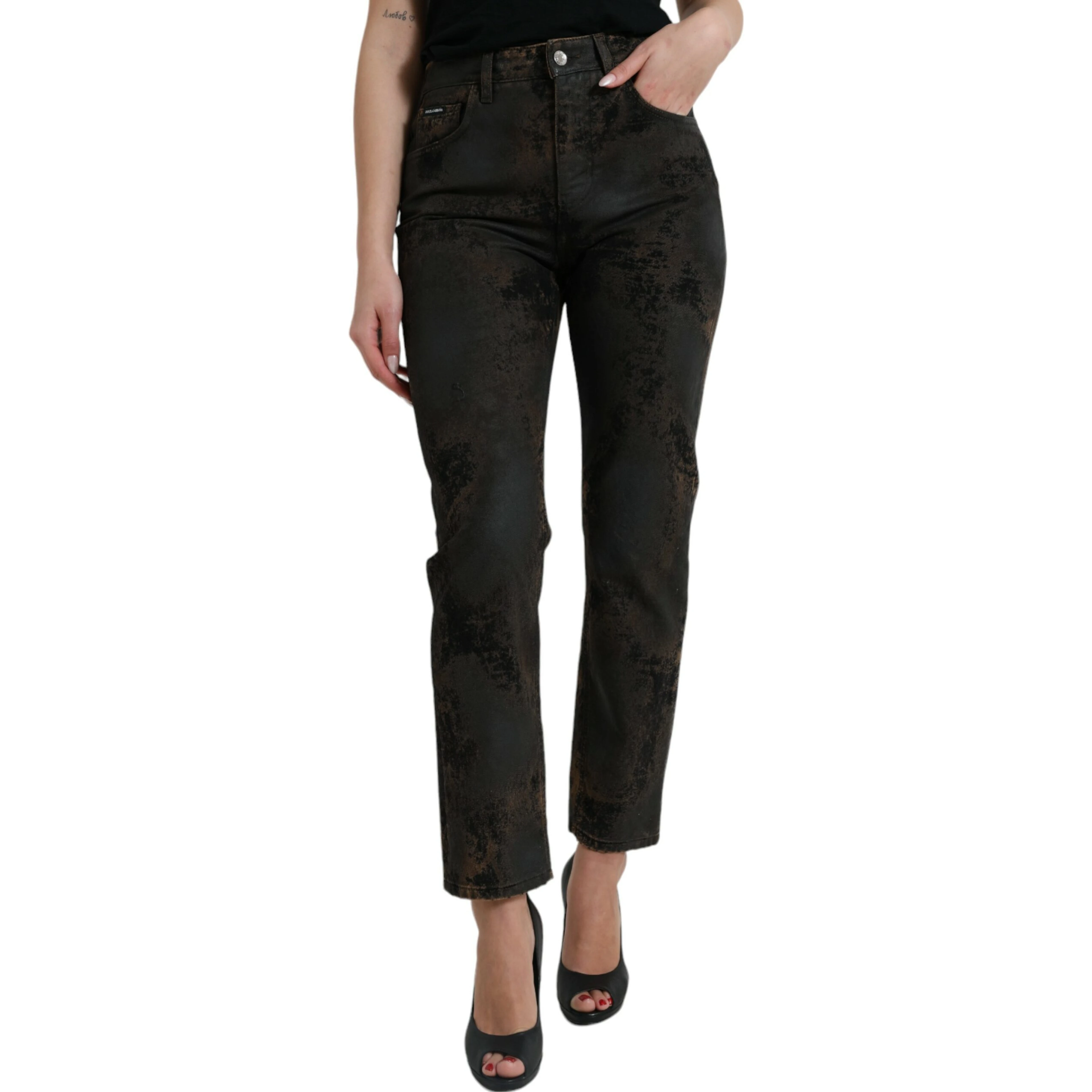 Brown BOYFRIEND Mid Waist Cotton Denim Jeans